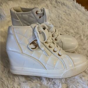 Juicy Couture White Quilted Wedge Sneakers